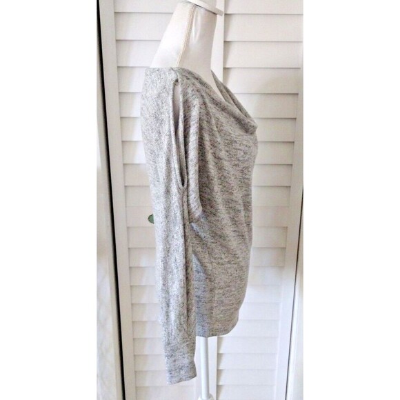 WHBM Cold Shoulder Cowl Neck women's silver sparkles heathered sweater S - Picture 4 of 9